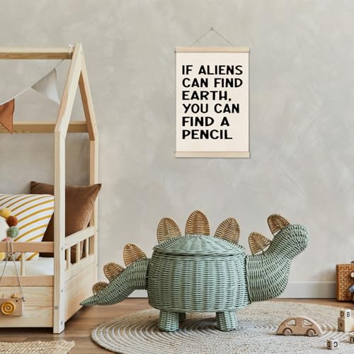 DOI-LANEE Funny School Classroom Posters Hanger Frame, Math Classroom Must Haves Canvas Wall Decor 16x12 Inch, Homeschool Decor, High School Gifts for English Teachers Students Teen Boys Girls - color: Off-White01
