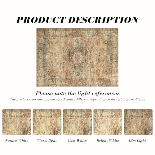 Area Rug 4×6, Vintage Boho Rug,Ultra-Soft Low Pile, Washable, Non Slip,Stain Resistant, Printed Carpet for Living Room Bedrooms Playroom Office Kitchen,Beige/Moss - color: Beige/Moss, size: 4×6