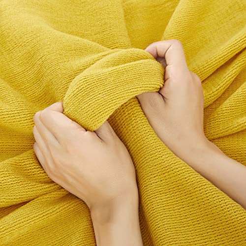 Homiest Decorative Knitted Throw Blanket with Fringe Soft & Cozy Tassel Blanket for Couch Sofa Bed (Mustard Yellow, 50x60) - color: Mustard Yellow, size: 50" x 60"