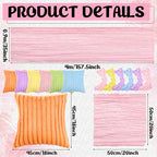Beeveer 91 x 71 Extra Large Outdoor Boho Picnic Blanket with Pastel Table Runner, 6 Throw Pillow Covers 6 Napkins Woven Cotton Yarn Oversize Beach Blanket Washable Picnic Camp Wedding - color: Pastel