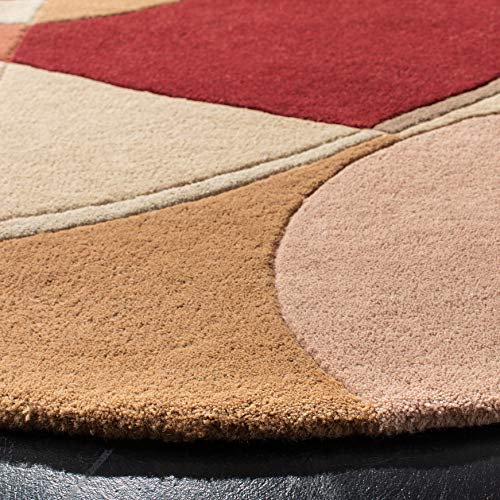 SAFAVIEH Rodeo Drive Collection 4' Round Beige/Multi RD845A Handmade Mid-Century Modern Abstract Premium Wool Entryway Foyer Living Room Bedroom Kitchen Area Rug - color: Beige/Multi, size: 4' (Round)