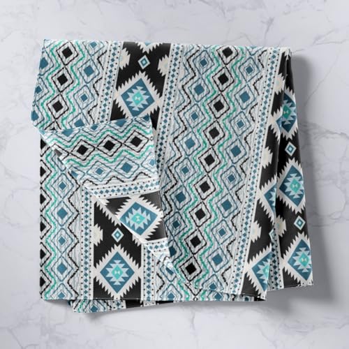 jejeloiu Aztec Tapestry Boho Wall Art Geometric Wall Hanging Blanket for Living Room Bedroom Bohemian Home Decor Small 51"x59" - color: Black Blue White, size: Small