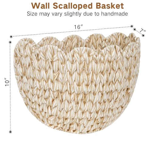 iEGrow Plastic wall Basket, Scalloped Hanging Baskets Plastic, Hanging Baskets for Organizing and Decor, Woven Storage Baskets for Door Mounted Entryway Flower Mail Plant Nursery | Woven Storage Design, Door Mounted, For Organizing and Decor, Entryway Flo