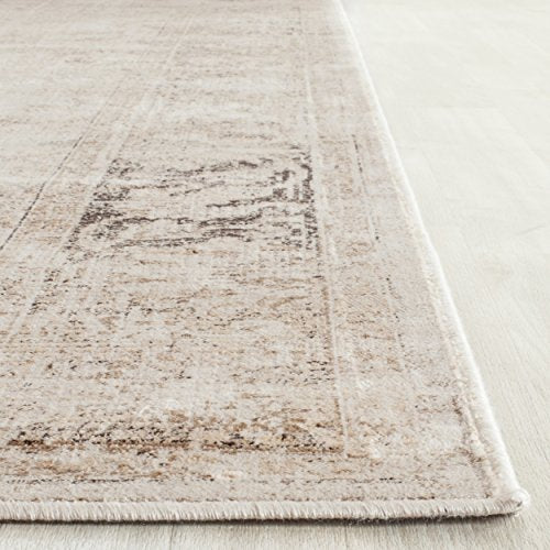 SAFAVIEH Vintage Collection Accent Rug - 4' x 5'7", Stone, Oriental Distressed Viscose Design, Ideal for High Traffic Areas in Entryway, Living Room, Bedroom (VTG117-440)