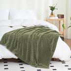 Puncuntex Flannel Fleece Throw Blanket Olive Green 50"×60" - color: Olive Green, size: 50"×60"