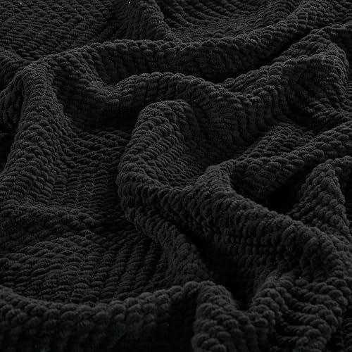 Home Soft Things Black Throw Blanket Knitted Tweed Throw 50'' x 60'', Raven, Super Soft Cozy Warm Comfortable Breathable Throw for Living Room Chair Couch Bed Sofa Bedroom Home Décor - color: Raven, size: 50 in x 60 in