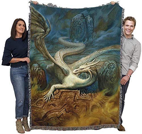 Pure Country Weavers Hobsyllwin in The Chakana Temple Dragon Blanket by Ciruelo - Gift Fantasy Tapestry Throw Woven from Cotton - Made in the USA (72x54) - color: Hobsyllwin Chakana Temple