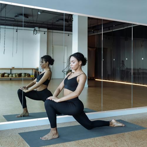Ruomeng Home Gym Mirror, 48''x28''x2PCS Full Length, Large Frameless Body Mirror Tempered Glass for Gym, Workout, Yoga, Garage, Dance Studio - size: 48"x28"-2pcs