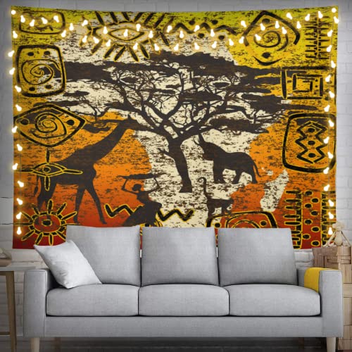 feelacle African Tribe Symbol Tapestry 60" X 40" Africa Map Wall Hanging Party Decorations Home Decor For Bedroom Living Room Dorm (150 X 100cm) - color: African Tribe Symbol, size: 60"L x 40"W