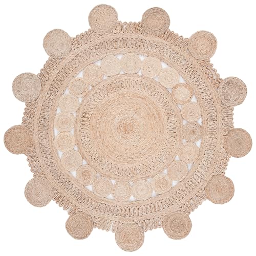 SAFAVIEH Natural Fiber Round Collection 10' Round Natural NF161A Handmade Boho Charm Farmhouse Jute Area Rug - size: 10' (Round)