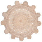 SAFAVIEH Natural Fiber Round Collection 8' Round Natural NF161A Handmade Boho Charm Farmhouse Jute Area Rug - size: 8' (Round)
