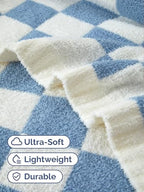 Super Soft Throw Blanket - Checkered Blanket for Couch, Bed, Sofa, Chair - Lightweight Warm Double Sided Knit - All Season Cozy, Fuzzy, Anti-Static Microplush Blanket for Women - 50x60 (Blue/Cream) - color: 05 - Checkered Dusty Blue/Cream