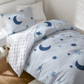 Intelligent Design Kids Cosmos Twin Size Duvet Set – Blue Star and Moon Tufted Chenille, Reversible 2-Piece Bedding with Star Pillow - color: Blue, size: Twin