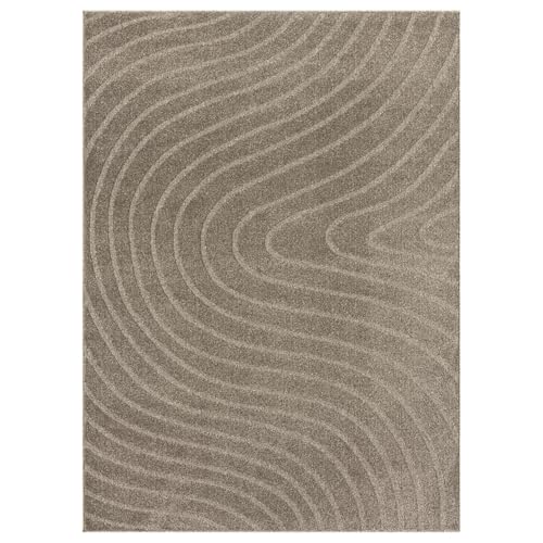 LUXE WEAVERS Modern Geometric Wave Taupe 4x6 Area Rug - color: Taupe, size: 4' x 6' (Rectangular)