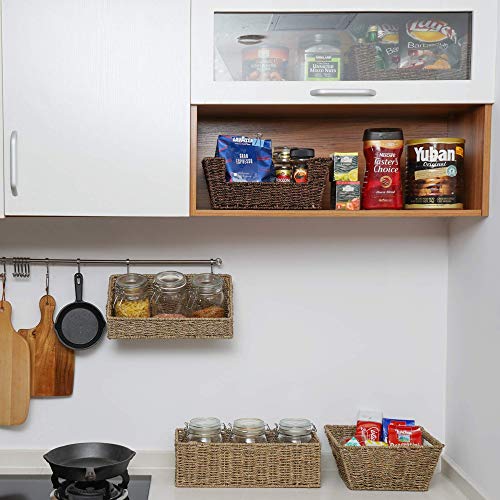 StorageWorks Woven Wall Baskets for Storage, Seagrass Baskets for Shelf, Wall Storage for Kitchen and Bathroom, Hanging Baskets for Organizing, 2 Pack - color: Natural (Seagrass)