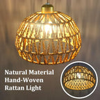 Boho Rattan Pendant Light, Adjustable Hanging Light Fixture with Natural Woven Shade, E26 Base Compatible for Kitchen Island, Bedroom, Living Room (Bulb Not Included) - color: 9.8”hemispherical shaped