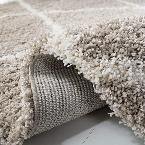SAFAVIEH Hudson Shag Collection Accent Rug - 2' x 3', Beige & Ivory, Modern Trellis Design, Non-Shedding & Easy Care, 2-inch Thick Ideal for High Traffic Areas in Foyer, Living Room, Bedroom (SGH281S) - color: Beige/Ivory, size: 2' x 3' (Rectangular)