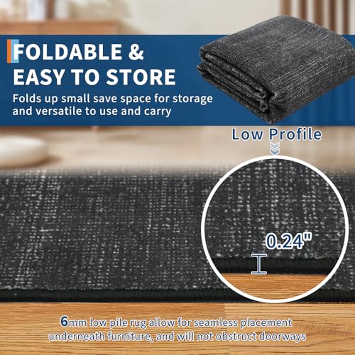 9x12 Area Rugs for Living Room Washable Solid Large Bedroom Rugs Non Slip Soft Modern Abstract Dining Room Throw Carpet Minimalist Classic Plain Area Rug for Nursery Kitchen Home Office, Black 9'x12' - color: Black, size: 9' x 12' (Rectangular)