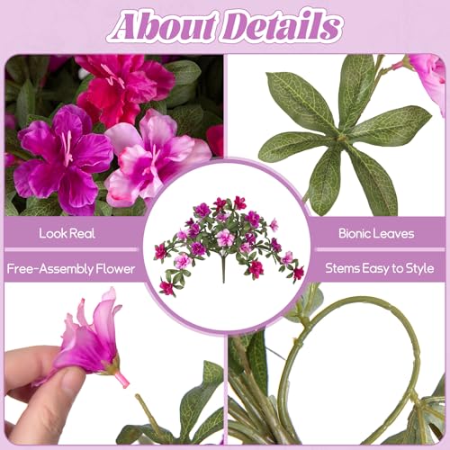 Ammyoo Artificial Hanging Flowers for Outdoors Hanging Baskets, 3 Pcs Fake Silk Flower with Hanging Baskets Planter for Spring Summer Garden Porch Patio Yard Outside Decor - color: X-purple-red Pink Lotus With Basket
