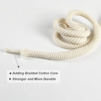 Tenn Well 8mm Cotton Rope, 66 Feet Braided Cotton Cord, Multi-Purpose Rope for Macrame Knotting, Wall Hangings, Clothes Lines, Drawstings and DIY Crafts (Beige)