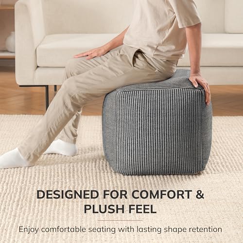 Anji Mountain Pouf Ottoman Foot Rest, Handmade Ottoman Pouf, Comfortable Foot Stool, Decorative Floor Seating for Living Room Decor, Bedroom & Home Décor Accent - Gray Maze - color: Gray Maze