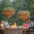 Ultimate Hanging Baskets - Strawberry, Tomato, Flower, and Herb Outdoor Planters - Use Garden Pots for Growing Plants Outside On A Deck, Fence, or Balcony (2, Terracotta) - color: Terracotta