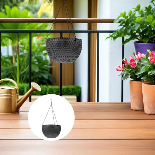 2Pcs Hanging Planter Plastic Honeycomb Rattan Weave Plant Basket for Use Deep Color