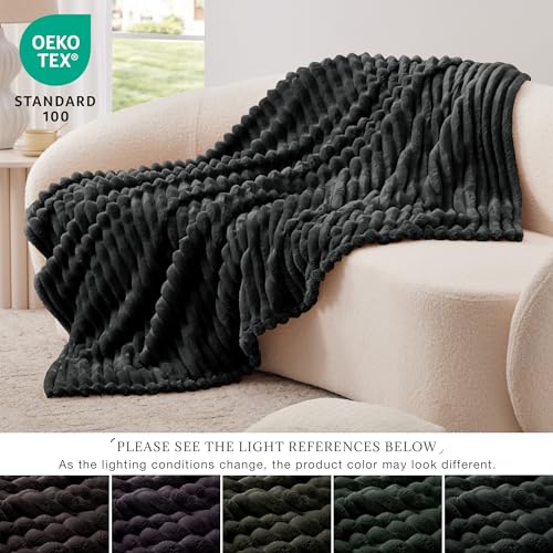 EXQ Home Gentle Soft Fleece Black Blanket Full Size– Cozy Lightweight Blanket for Couch Bed – All-Season Warm Fuzzy Flannel Blanket for Women Mom Her – Gifts for Birthday(84"x90",Black) - color: Black, size: Full