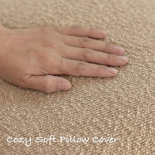 GEEORY Decorative Throw Pillow Covers 18x18 Inch Pack of 2,Textured Boucle Neutral Cushion Cases for Bed Couch Sofa, Accent Mordern Farmhouse & Minimalist Home Decor (Oatmeal Beige) GE03-18 - color: Oatmeal Beige, size: 18" x 18" (Pack of 2)