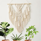 BMIDRUT Hanging Macrame Tapestry Woven Boho Wall Art Handmade Macrame Tapestry Home Wall Decor Wall Pediment 18x30 Inch (Beige) - color: Beige