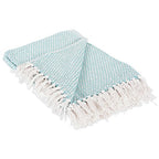 DII Woven Throw Collection 100% Cotton, Basketweave, 50x60, Aqua - color: Aqua, size: 50x60"