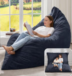 Hobestluk 3 in 1 Bean Bag Chair Giant Bean Bag Chairs for Adults with Plush Faux Fur Cover Convertible Bean Bag Floor Cushion with Machine Washable Cover for Living Room (Plush Dark Grey) - color: Charcoal Grey
