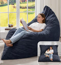 Hobestluk 3 in 1 Bean Bag Chair Giant Bean Bag Chairs for Adults with Plush Faux Fur Cover Convertible Bean Bag Floor Cushion with Machine Washable Cover for Living Room (Plush Dark Grey) - color: Charcoal Grey