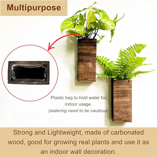 LaLaGreen Wood Wall Planters (8 Inch, 2 Pack) 150 Stalks of Lavender Dried Flower, Wooden Box Vases for Indoor Hanging Planter Rustic Decor Home Living Room Bathroom Modern Farmhouse Trendy Decoration - color: Lavender