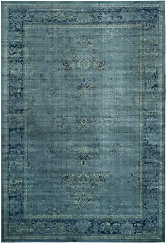 SAFAVIEH Vintage Collection Area Rug - 7'6" x 10'6", Turquoise & Multi, Oriental Distressed Viscose Design, Ideal for High Traffic Areas in Living Room, Bedroom (VTG117-2220)