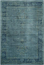 SAFAVIEH Vintage Collection Area Rug - 7'6" x 10'6", Turquoise & Multi, Oriental Distressed Viscose Design, Ideal for High Traffic Areas in Living Room, Bedroom (VTG117-2220)