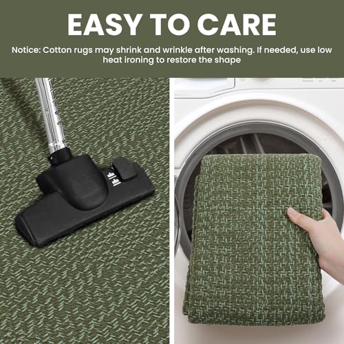IOHOUZE Small Area Rug 2x3 Washable Woven Rugs for Entryway Non Slip Rubber Backed Front Door Rugs Indoor Doormat Throw Rug Floor Carpet for Entrance Kitchen, Olive Green/Dusty Green - color: Olive Green/Dusty Green, size: 2' x 3' (Rectangular)