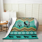 Erosebridal Wolf Flannel Fleece Blanket Queen Size, Moon Dream Catcher Throw Blanket, Southwestern Native Ethnic Tribal Arrow Aztec Bed Blanket, Western Boho Soft Lightweight Fuzzy Blanket - color: Multi 21, size: Queen