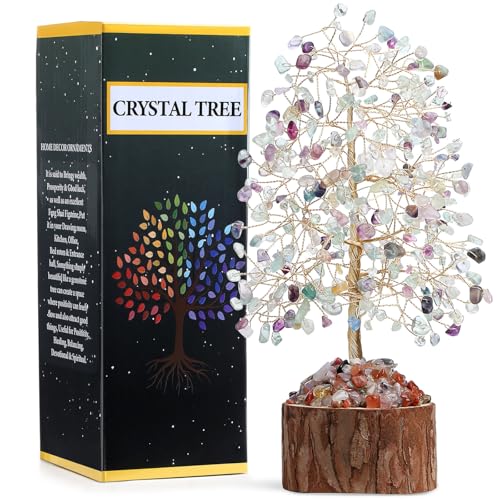 MAIBAOTA Fluorite Crystals Tree of Life Office Home Decor Good Luck Handmade Feng Shui Spiritual Gifts for Women - color: Multicolor04