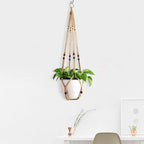 Macrame Plant Hangers Indoor 36'' Hanging Planter Basket Flower Pot Holder with Beads No Tassels.Brown 2 Packs 4 Pcs Hooks