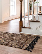 Unique Loom Braided Jute Collection Area Rug - Assam (2' 2" x 12' 2" Runner, Black/ Natural) - color: Black/Natural, size: 2'2" x 12'2" (Runner)