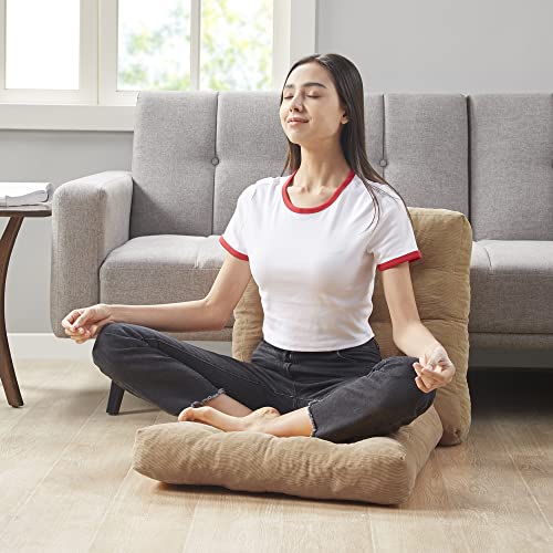 Meditation Floor Pillow Set of 2, Square Large Pillows Seating for Adults, Tufted Corduroy Cushion for Living Room Tatami, Coffee Brown 22x22 Inch - color: Square | Coffee | 2 Pack, size: 2 Pack