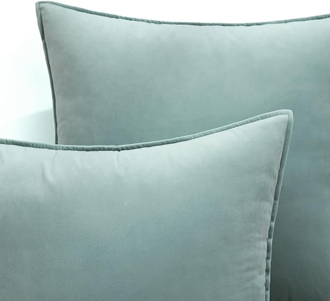 MIULEE Blue Grey Velvet Throw Pillow Covers 20x20 Soft Decorative Solid Square Cushion Cases Pack of 2 Modern Luxury Home Decor for Couch, Sofa, Bedroom