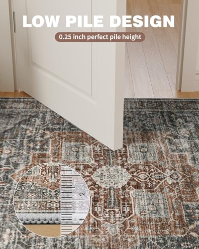 Washable Runner Rug 2x3 Runners for Hallways, Ultra-Thin Carpet Runners for Entryway Anti Slip Backing Runner Rugs for Kitchen Laundry Room Indoor Hallway (Grey/Brown/Tan) - color: Grey/Brown/Tan, size: 2'x3'(Runner)