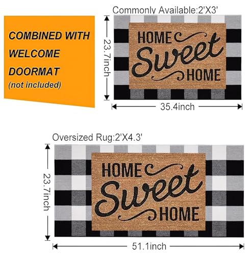 Black and White Layered Doormat 24''x35''Buffalo Plaid Checkered Rug Cotton Machine Washable Mat for Front Porch, Kitchen, Farmhouse, Entryway,Bathroom - color: Black Buffalo, size: 24''x 35''