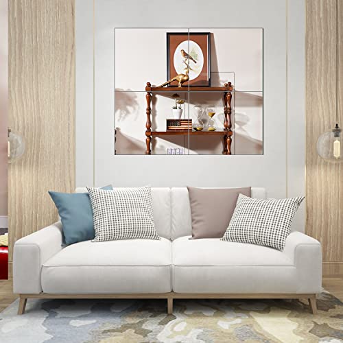 Ruomeng Full Length Mirror Tiles - 14" x 12" x 4Pcs Gym Mirror Frameless Wall Mirror for Home Gym, Door, Bedroom, Living Room - size: 14"x12"-4pcs