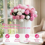 Tenn Well Crochet Bouquet Blanket, Gifts for Mom Daughter Grandkids Her Wife Girlfriend, Soft Knitted Throw Blankets,Housewarming Gifts for Birthday Anniversary (Pink and White Roses)