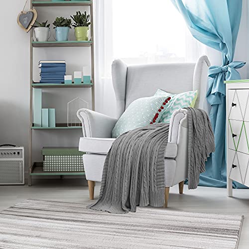 uxcell Cotton Cable Knit Throw Blanket Soft Throw Couch Covers Decors Knitted Blankets for Sofa Bed, Grey Throw(47" x 70") - color: Grey, size: Throw (47" *78")