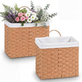 Novabright Set of 2 Wicker Hanging Basket Woven Wall Baskets with Handles Liners for Front Door Organizing Mail Flowers Wall Storage Basket for Farmhouse Home Decor Kitchen Bathroom Toilet Tank Top - style: European Style