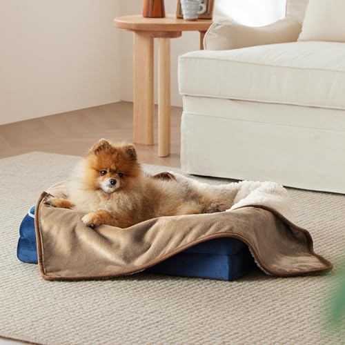 Bedsure Waterproof Dog Blankets for Small Dogs - Small Cat Blanket Washable for Couch Protection, Sherpa Fleece Puppy Blanket, Soft Plush Reversible Throw Furniture Protector, 25"X35", Camel - color: Camel, size: S(25x35")